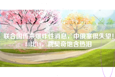 联合国传来爆炸性消息，中俄塞很失望！84比19，武契奇饱含热泪