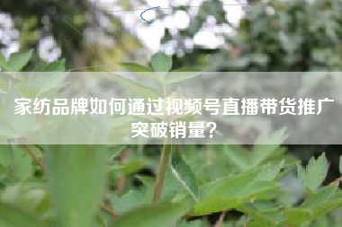 家纺品牌如何通过视频号直播带货推广突破销量？