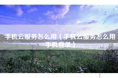 手机云服务怎么用（手机云服务怎么用手机登录）